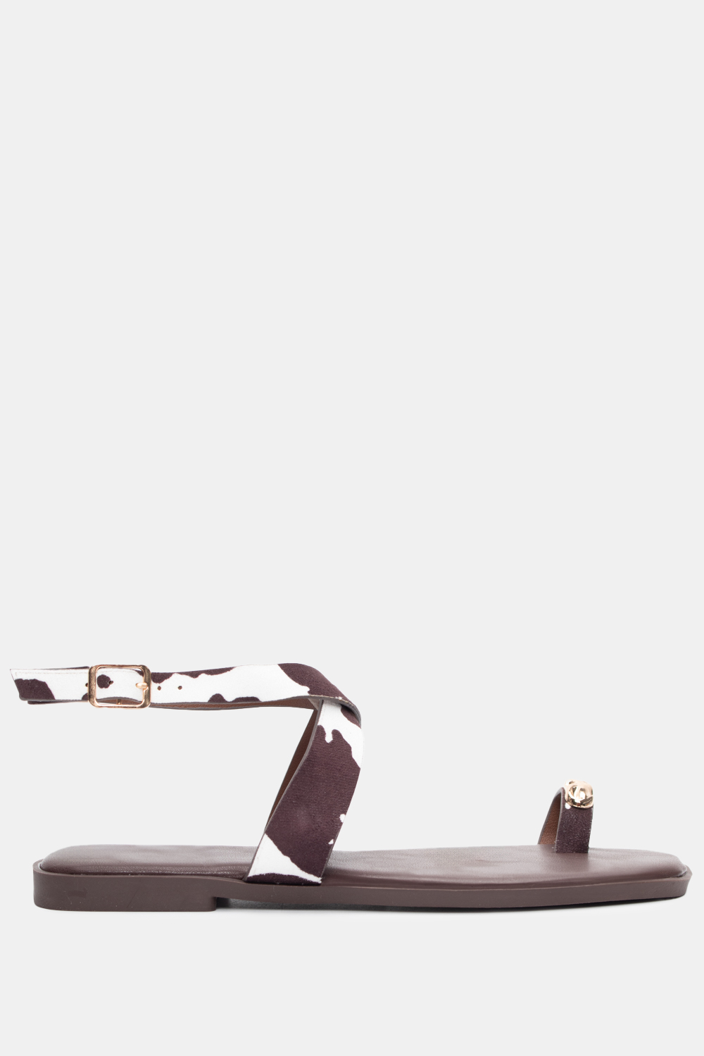 Flat Σανδάλια με Χιαστί Λουράκια - Καφέ