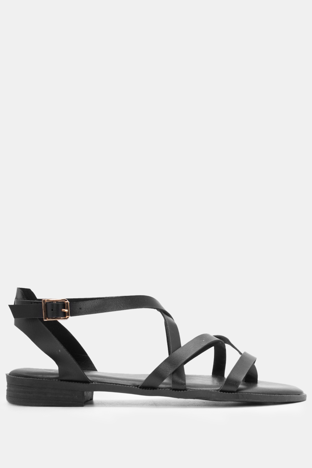 Flat Σανδάλια με Χιαστί Λουράκια - Μαύρο