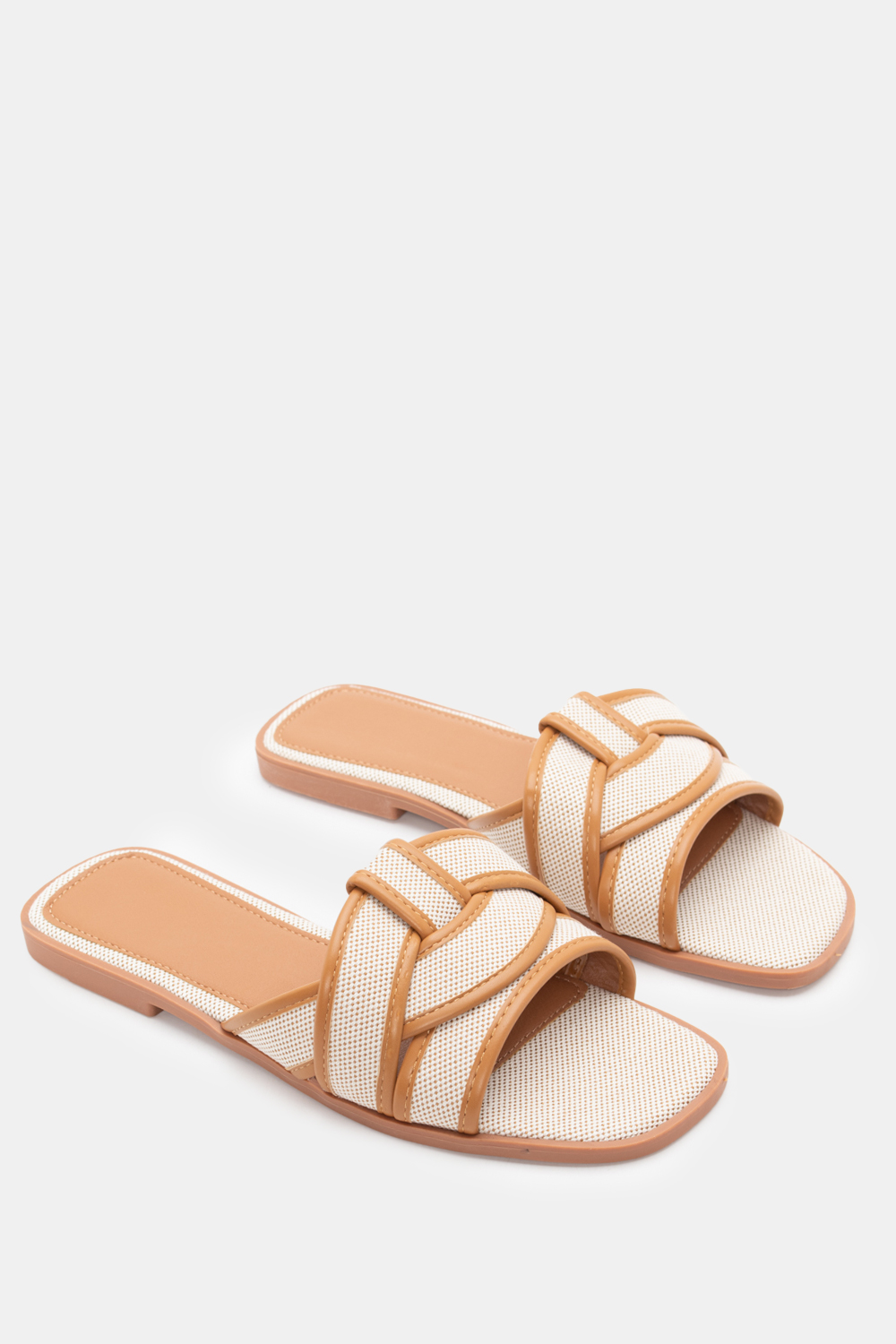 Flat Σανδάλια σε Συνδυασμό Χρωμάτων - Μπεζ-Σκούρο