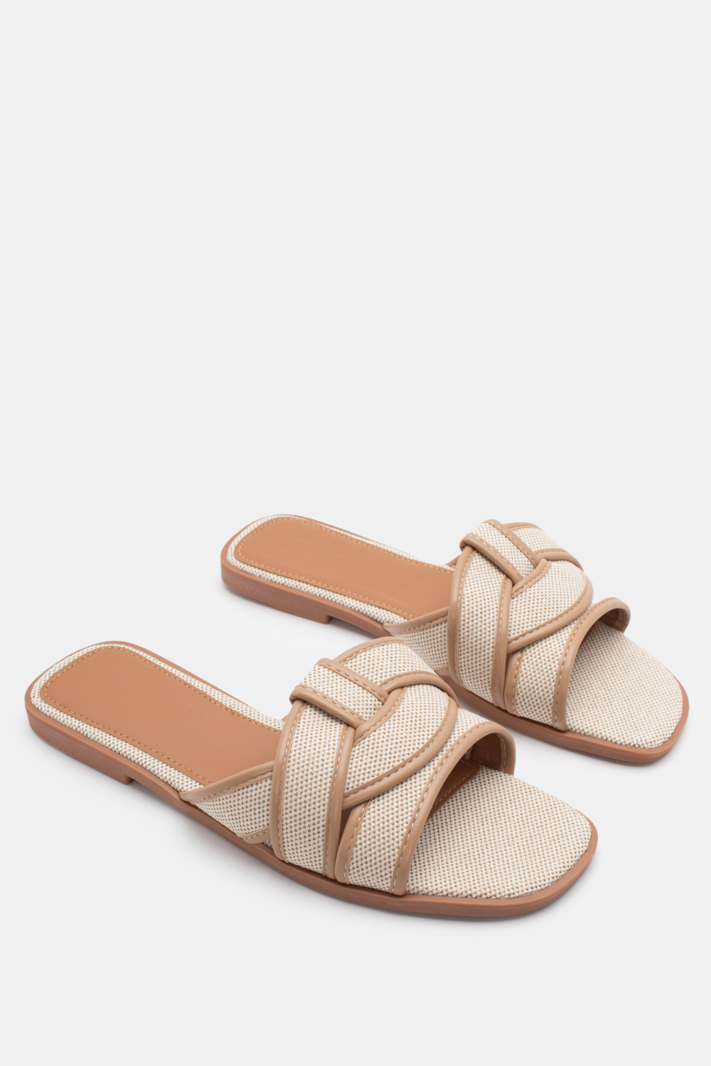 Flat Σανδάλια σε Συνδυασμό Χρωμάτων - Μπεζ