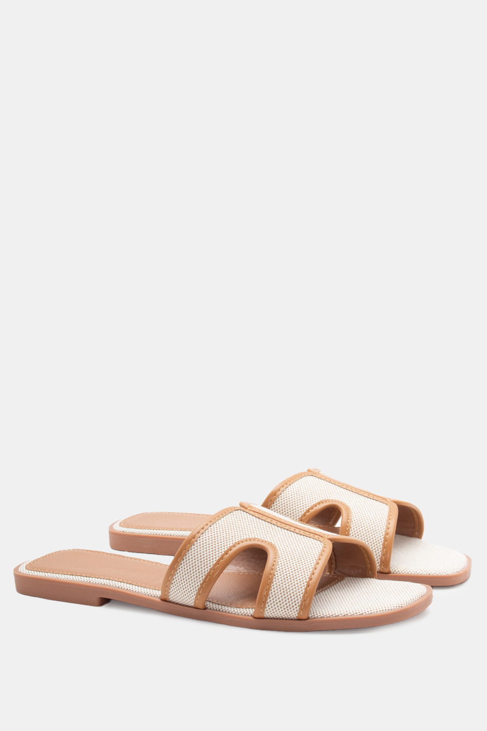 Flat Σανδάλια σε Συνδυασμό Χρωμάτων - Μπεζ-Σκούρο