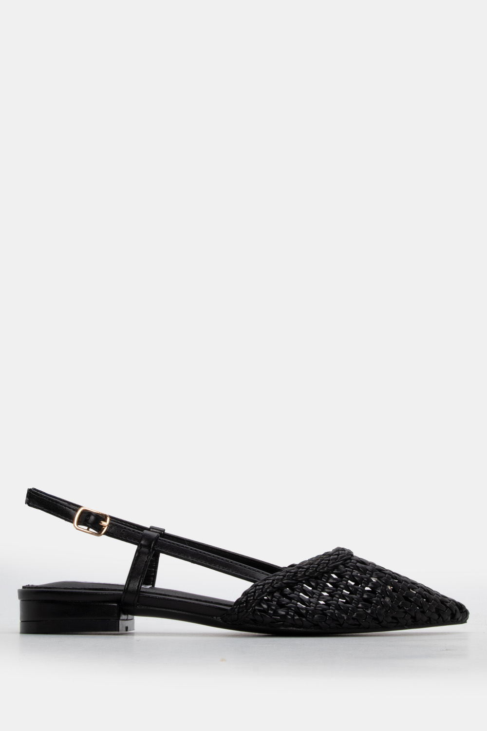 Γοβάκια Μυτερά με Πλεκτή Πλέξη - Μαύρο