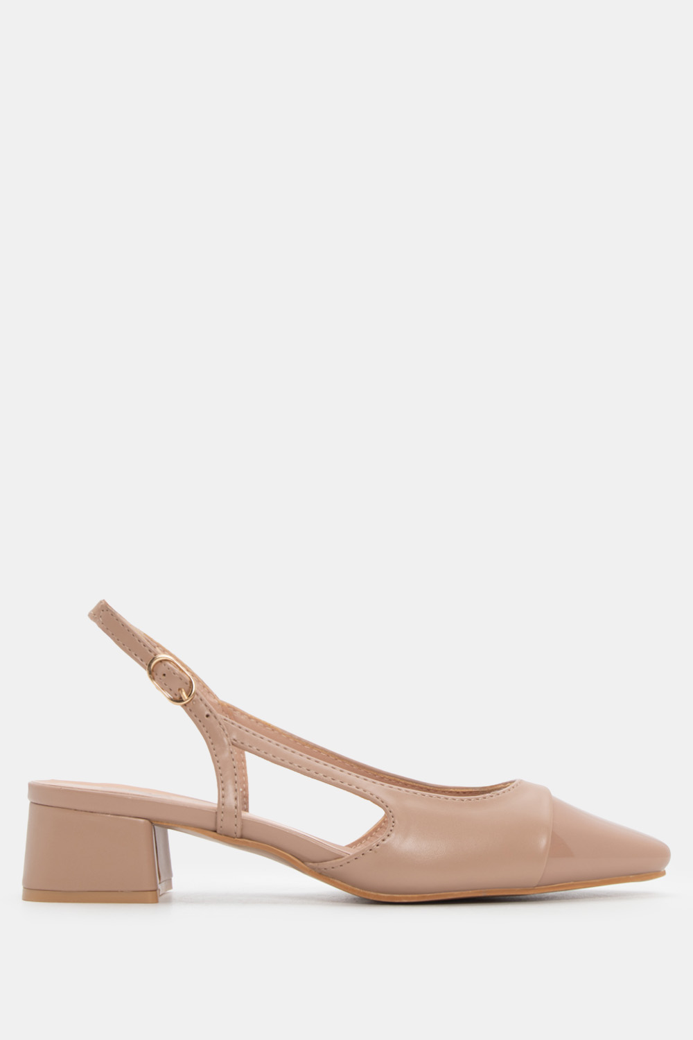 Γοβάκια σε Συνδυασμό Υλικών - Μπεζ-Σκούρο