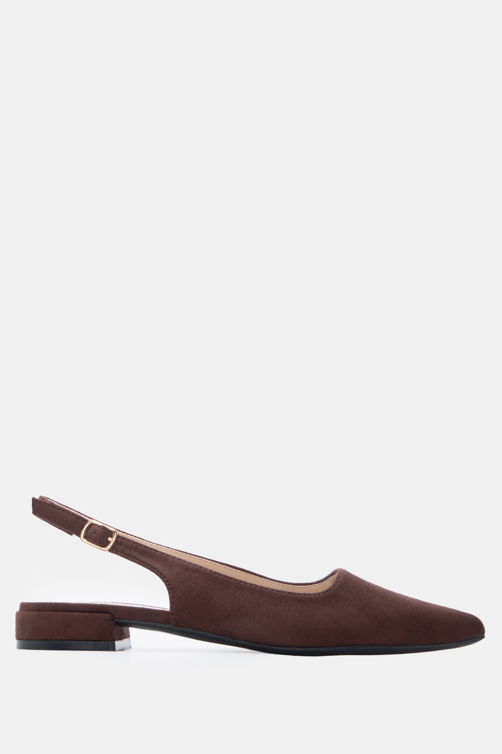 Γοβάκια Slingback Μυτερά με Τόκα - Καφέ Σκούρο