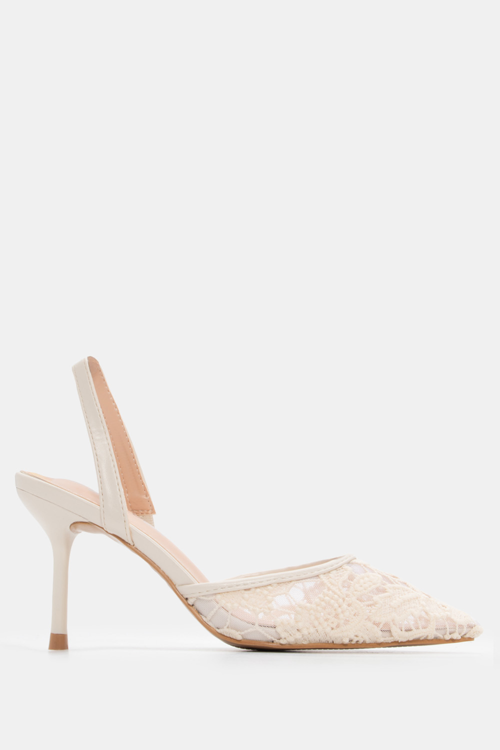 Γόβες Μυτερές με Δαντέλα - Μπεζ