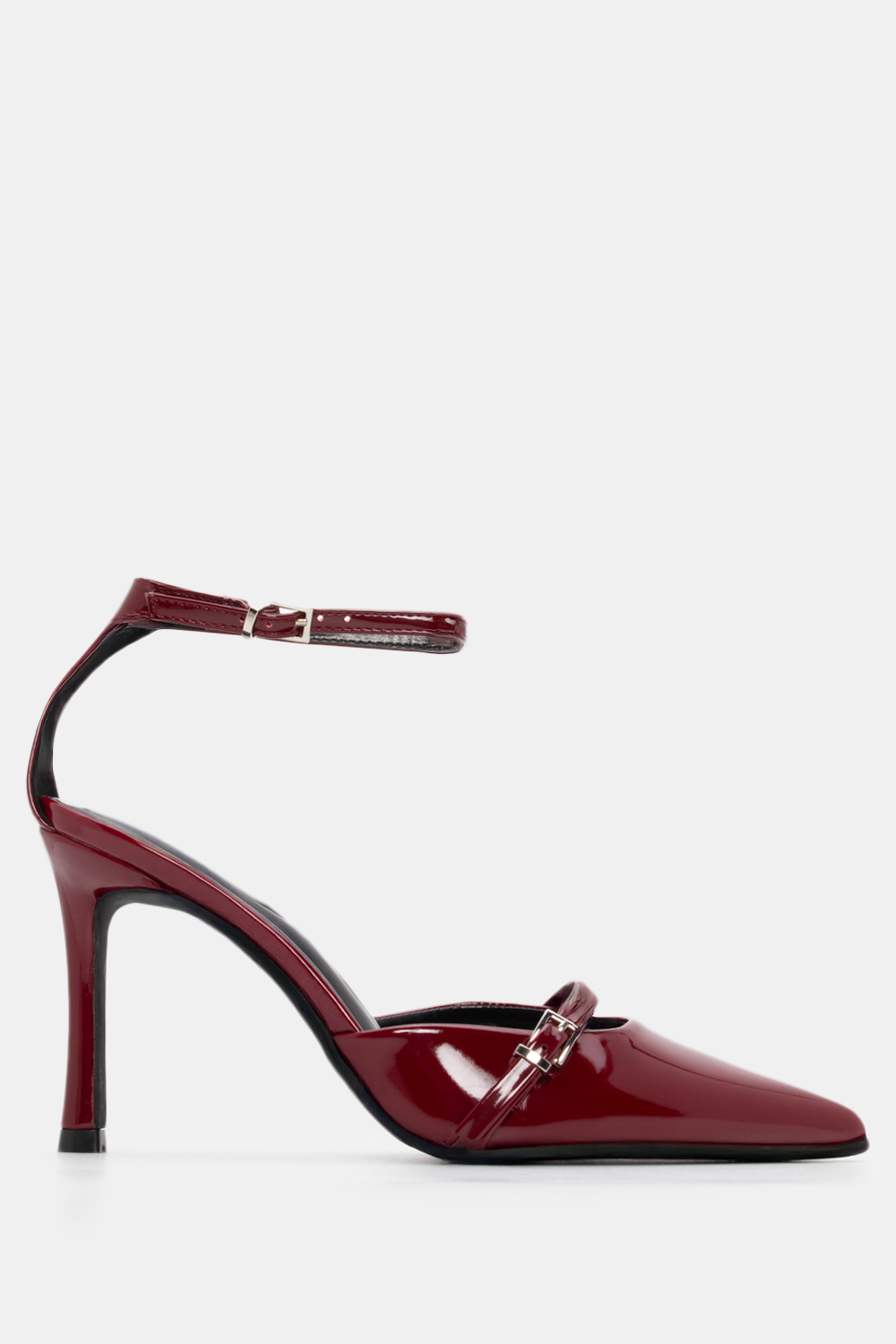 Γόβες με Μπαρέτα & Διακοσμητικό Λουράκι - Μπορντό-Λουστ