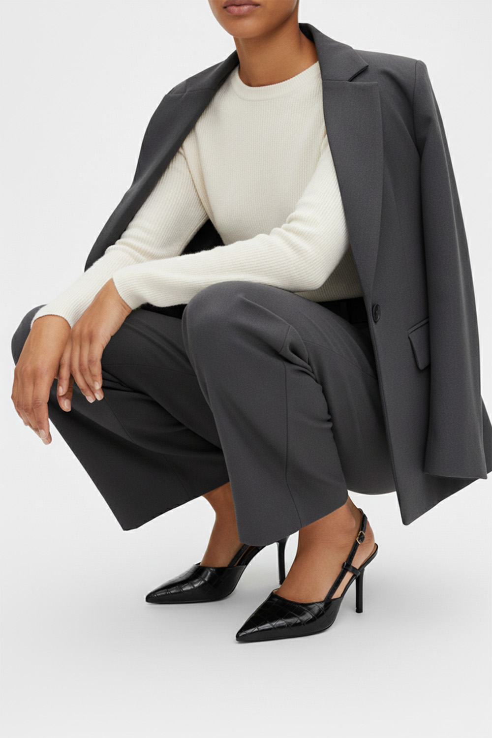 Γόβες Μυτερές Croco - Μαύρο