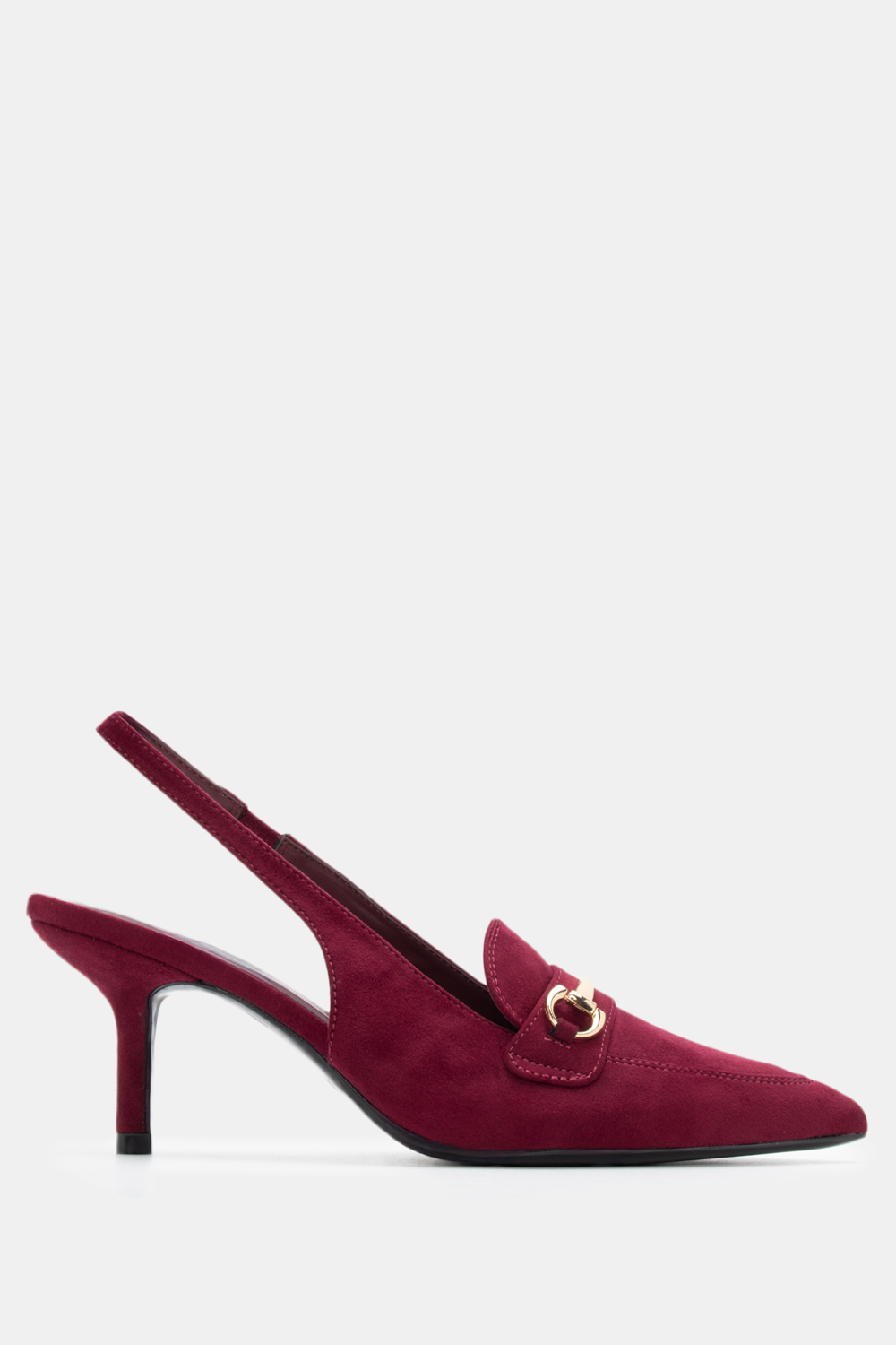 Γόβες Μυτερές με Διακοσμητική Αγκράφα - Μπορντό