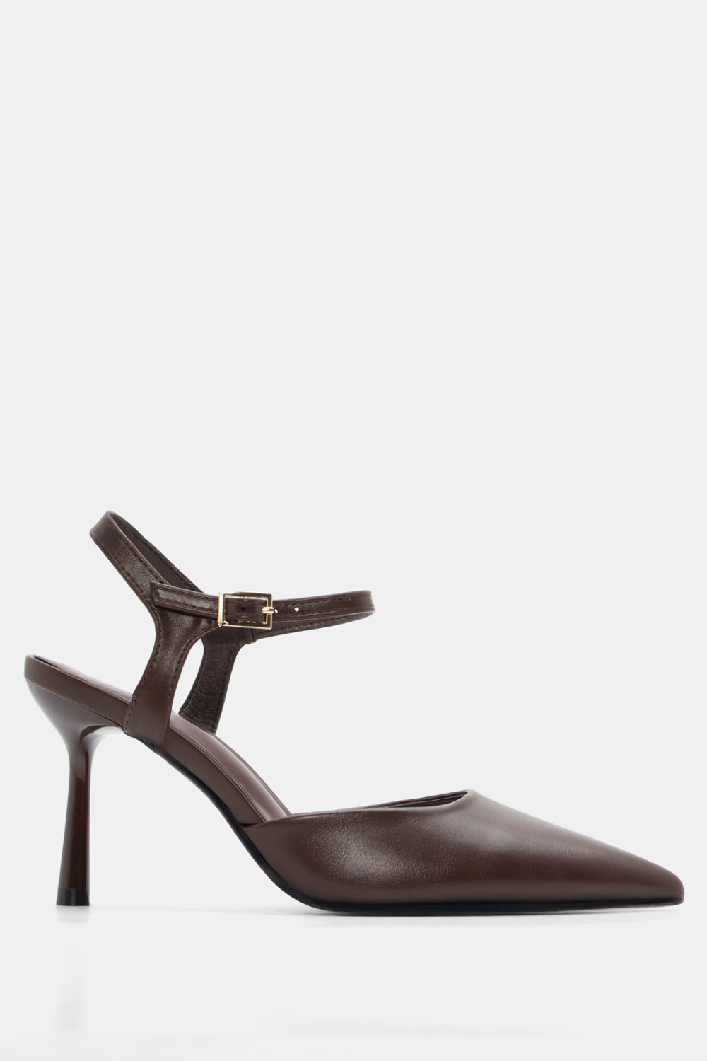 Γόβες Μυτερές με Μπαρέτα - Καφέ