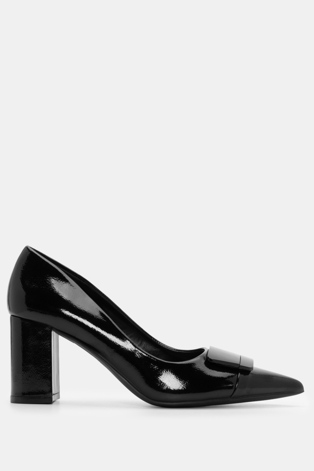 Γόβες Μυτερές με Τόκα - Μαύρο-Σπαστό-Λουστρίνι