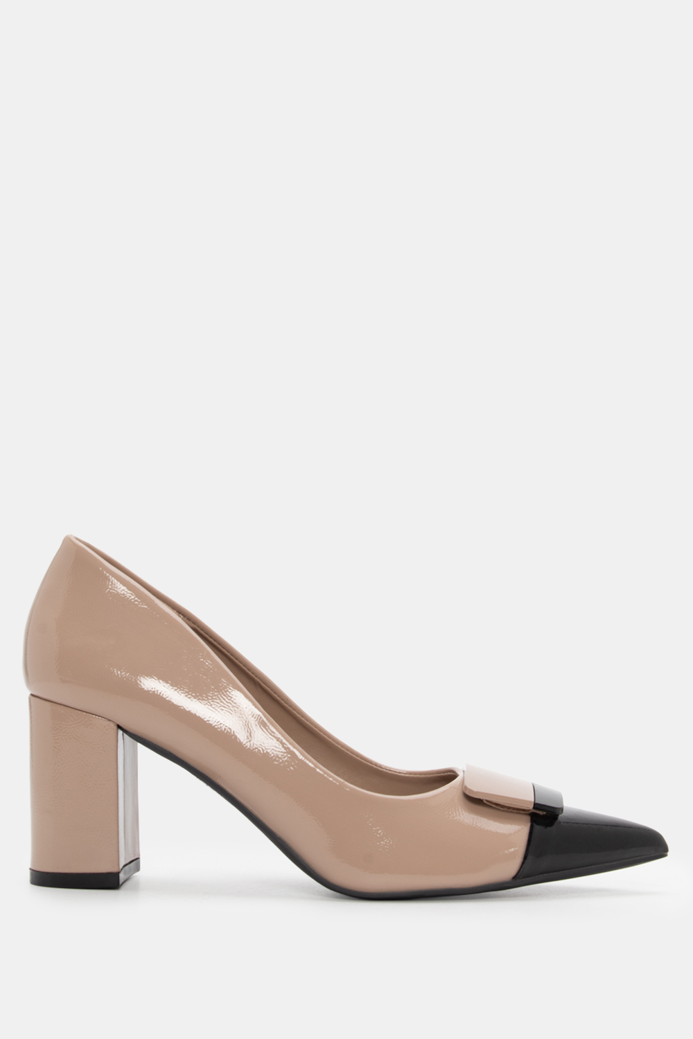 Γόβες Μυτερές με Τόκα - Μπεζ-Σκούρο