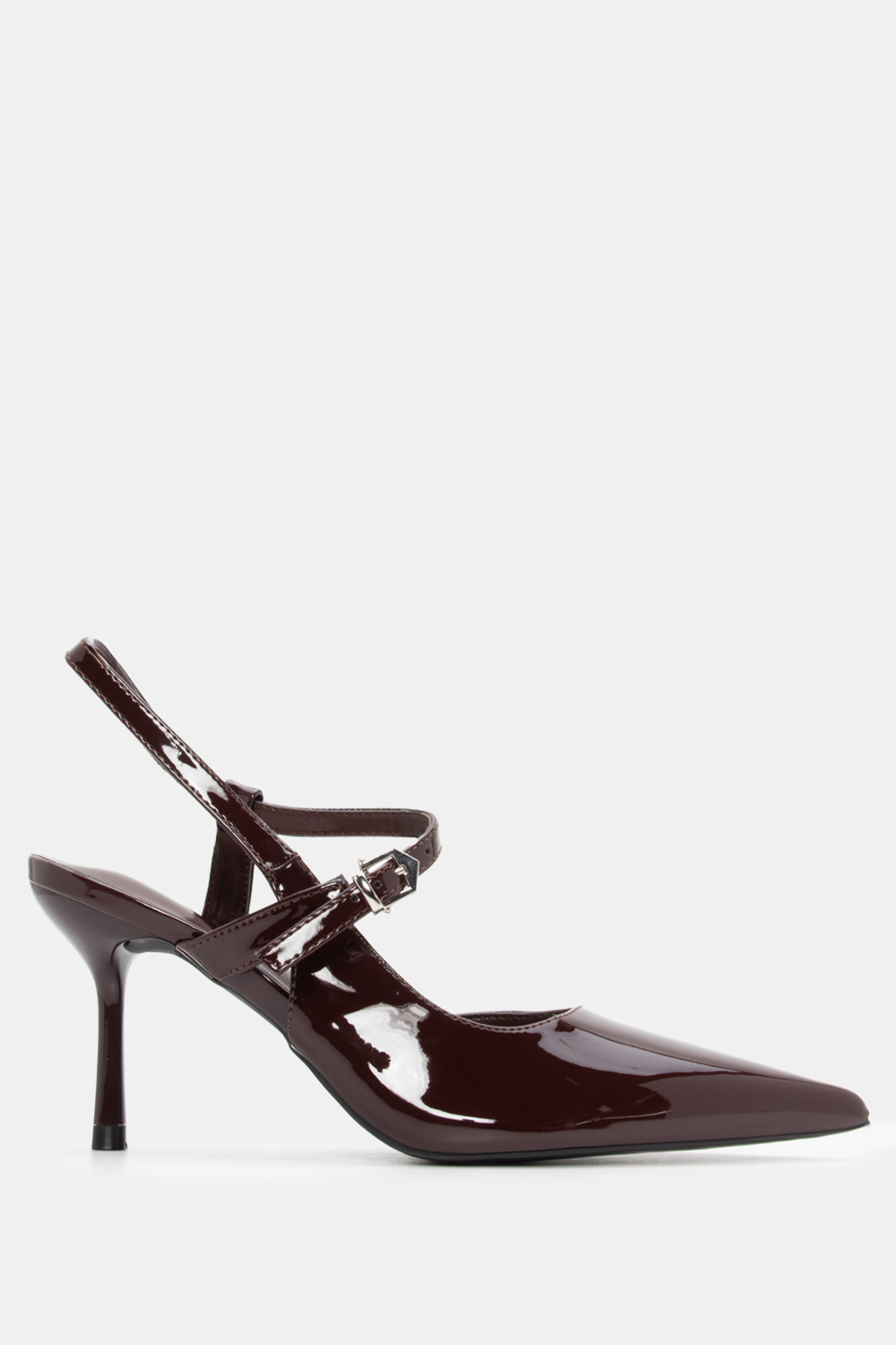 Γόβες Μυτερές με Τόκα - Καφέ Σκούρο