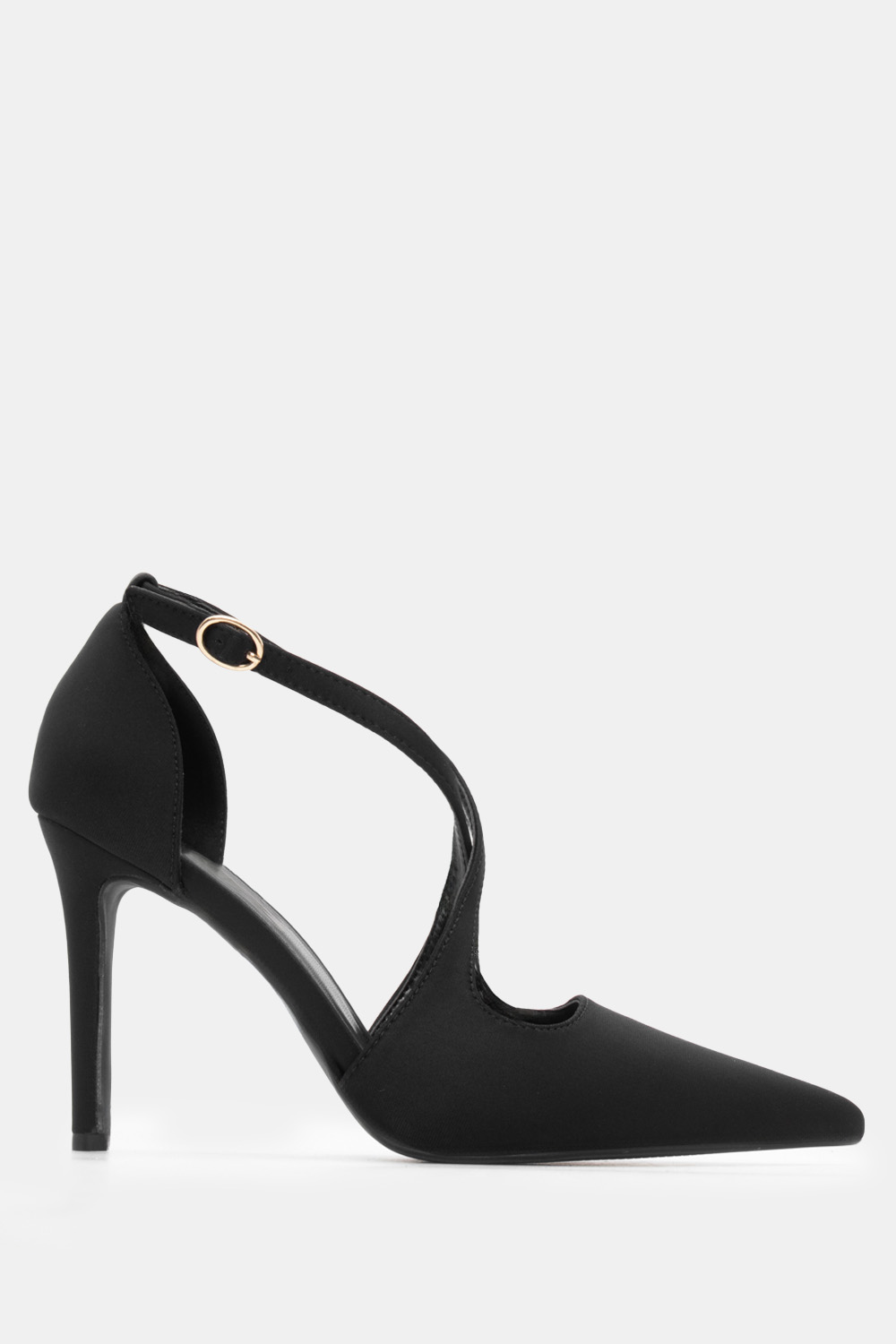 Γόβες Μυτερές με Χιαστί Λουράκια - Μαύρο