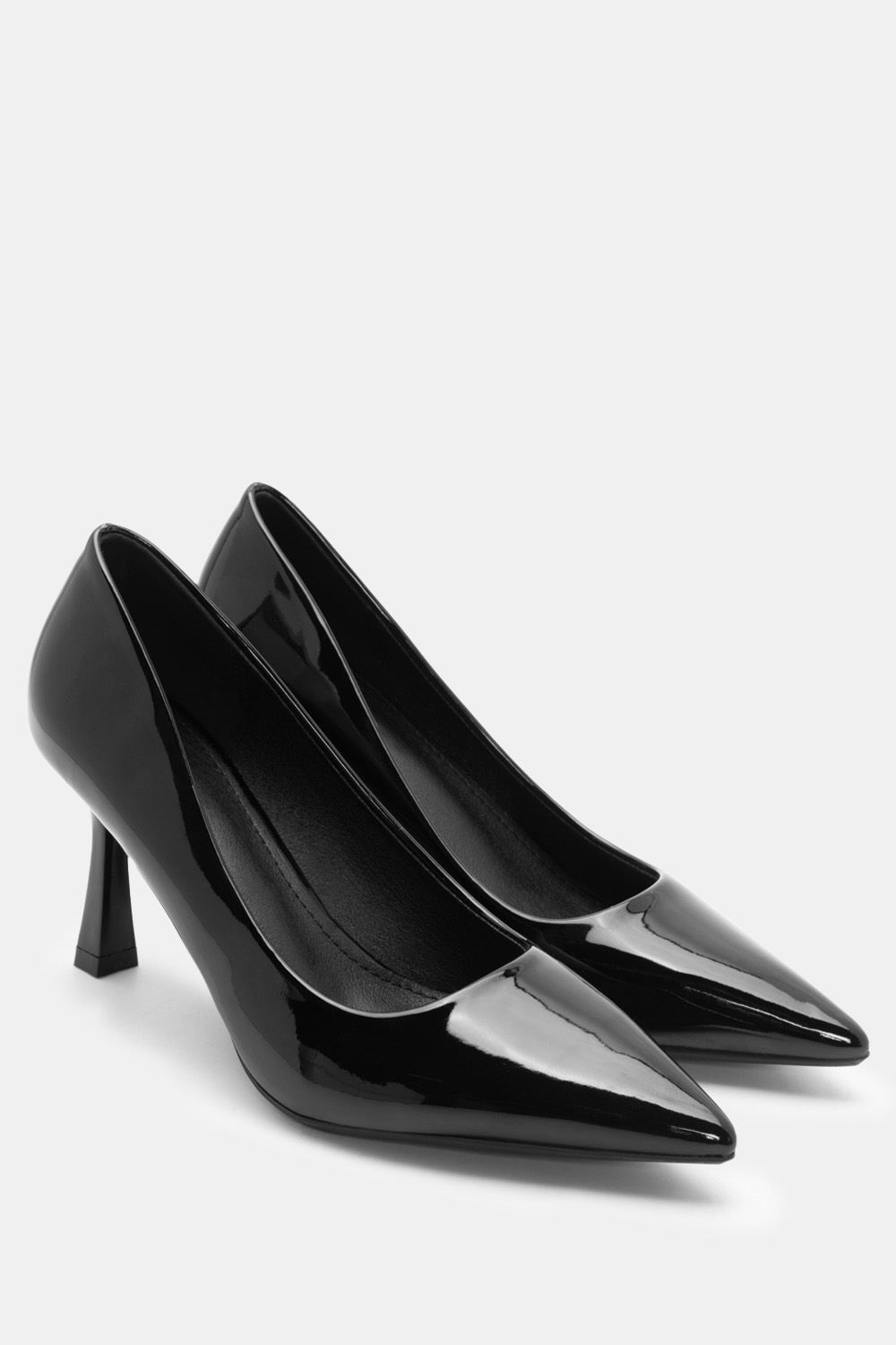 Γόβες Μυτερές Μονόχρωμες - Μαύρο-Λουστρίνι