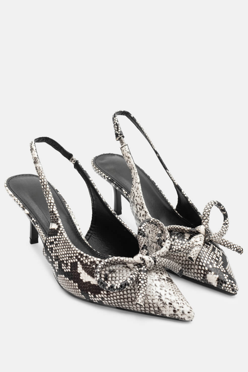 Γόβες Μυτερές Slingback με Φιόγκο - Φίδι