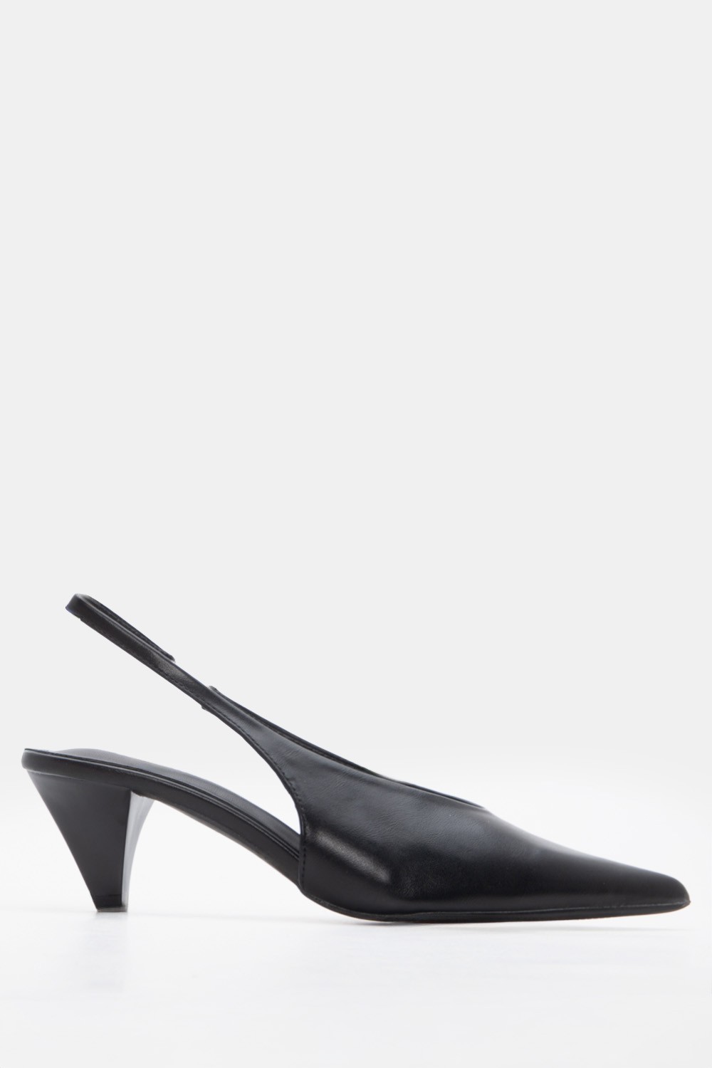 Γόβες Μυτερές Slingback με Λάστιχο - Μαύρο