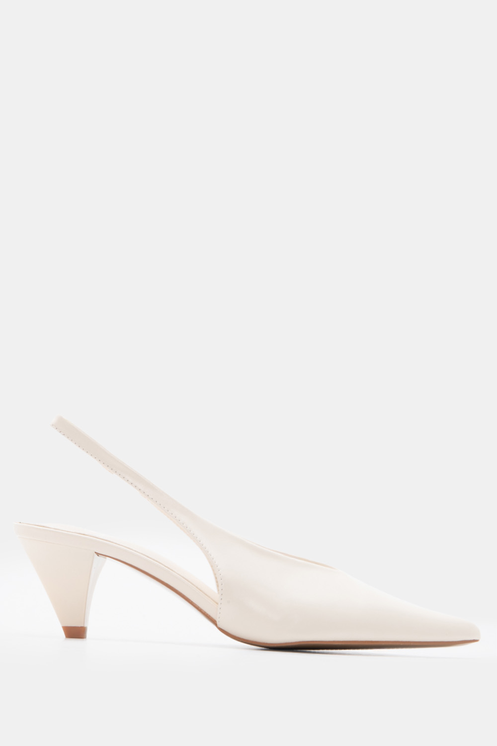 Γόβες Μυτερές Slingback με Λάστιχο - Εκρού