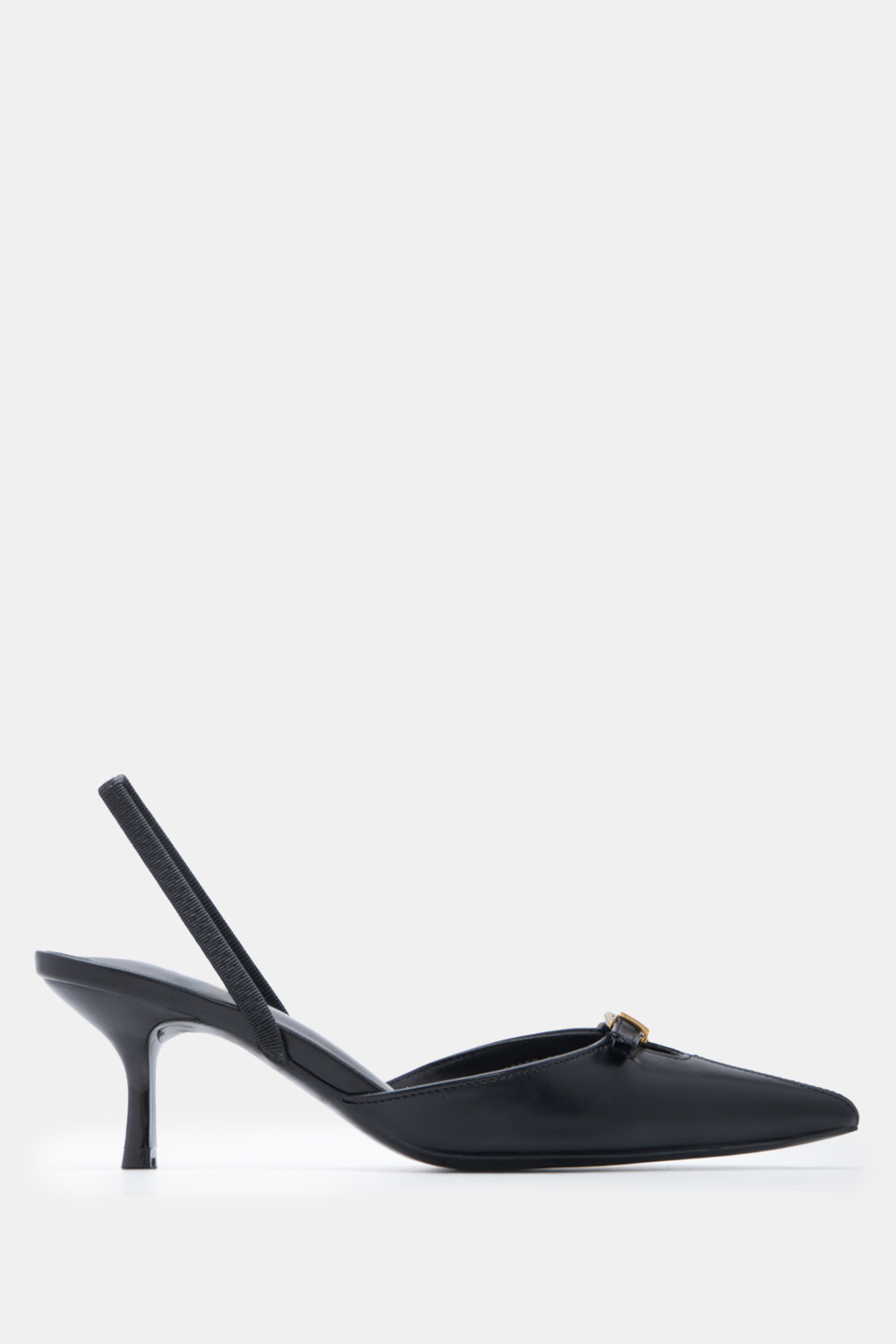 Γόβες Μυτερές Slingback με Λάστιχο - Μαύρο