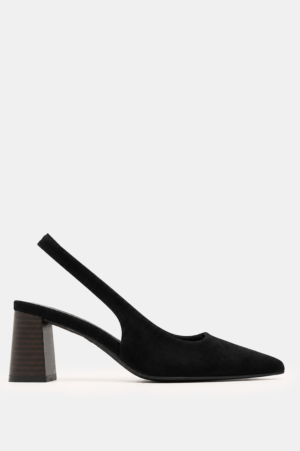 Γόβες Μυτερές Slingback με Λάστιχο - Μαύρο