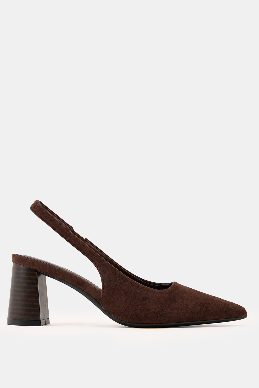 Γόβες Μυτερές Slingback με Λάστιχο - Καφέ Σκούρο