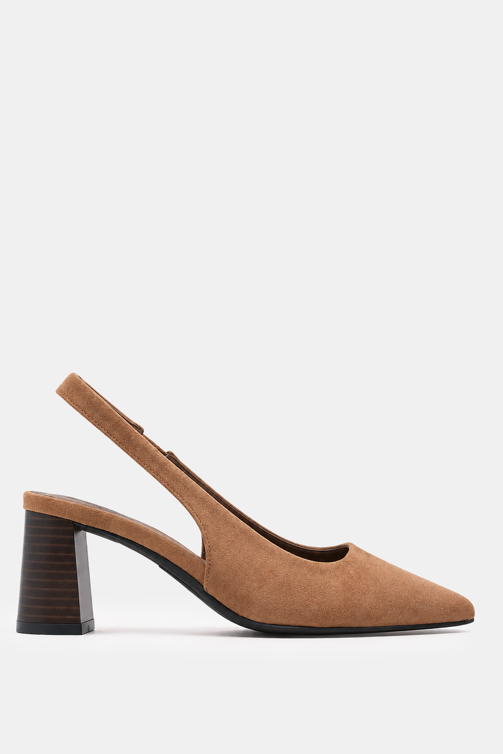 Γόβες Μυτερές Slingback με Λάστιχο - Κάμελ