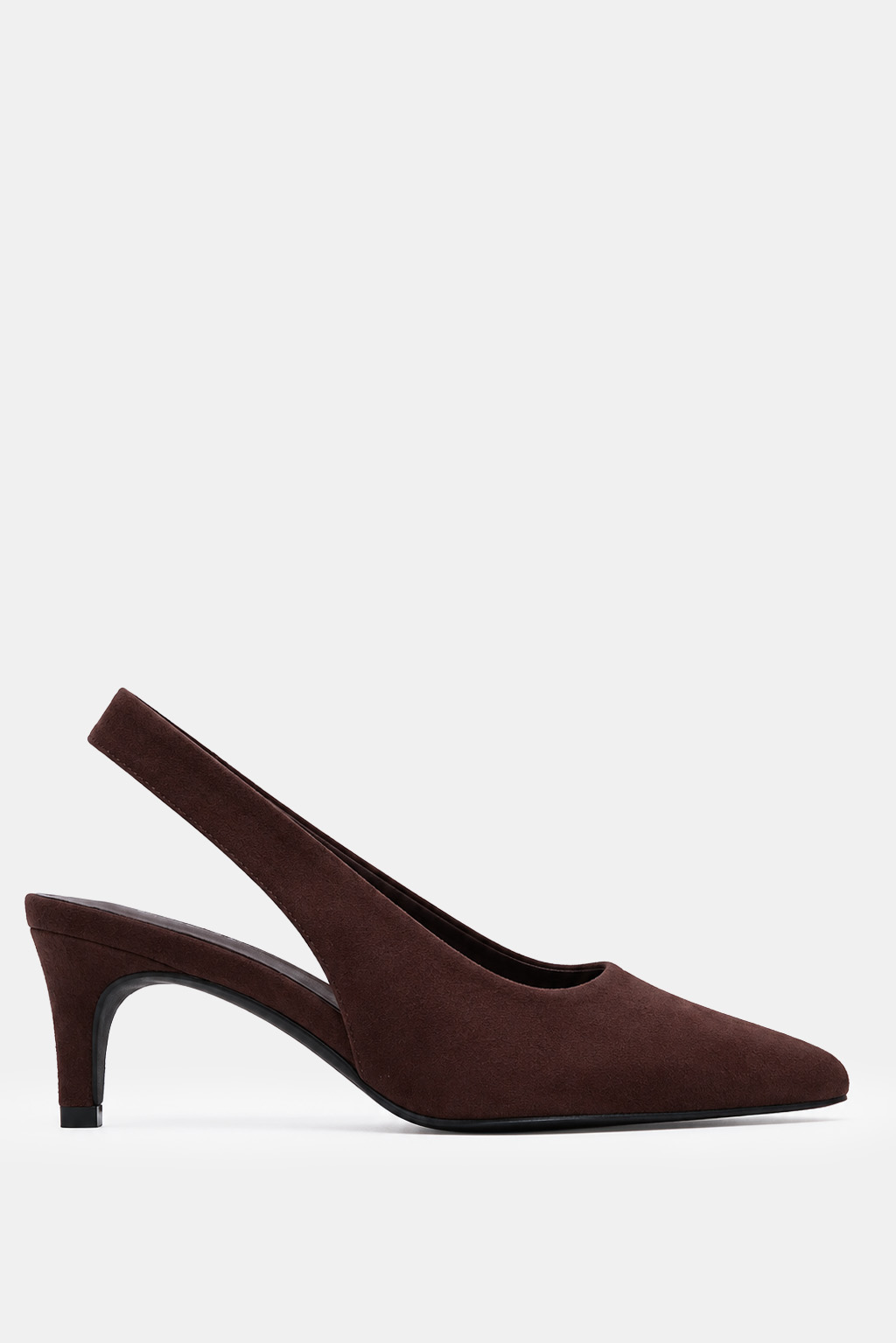 Γόβες Μυτερές Slingback με Λάστιχο - Καφέ Σκούρο