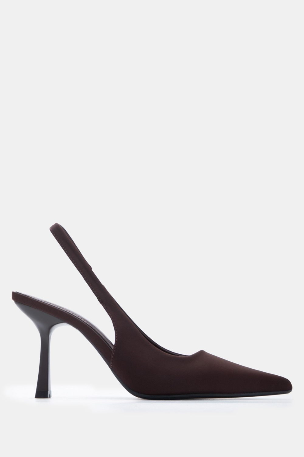 Γόβες Μυτερές Slingback με Λάστιχο - Καφέ Σκούρο