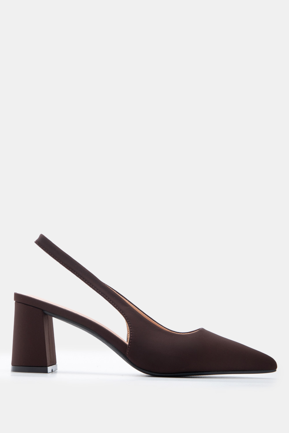 Γόβες Μυτερές Slingback με Λάστιχο - Καφέ Σκούρο