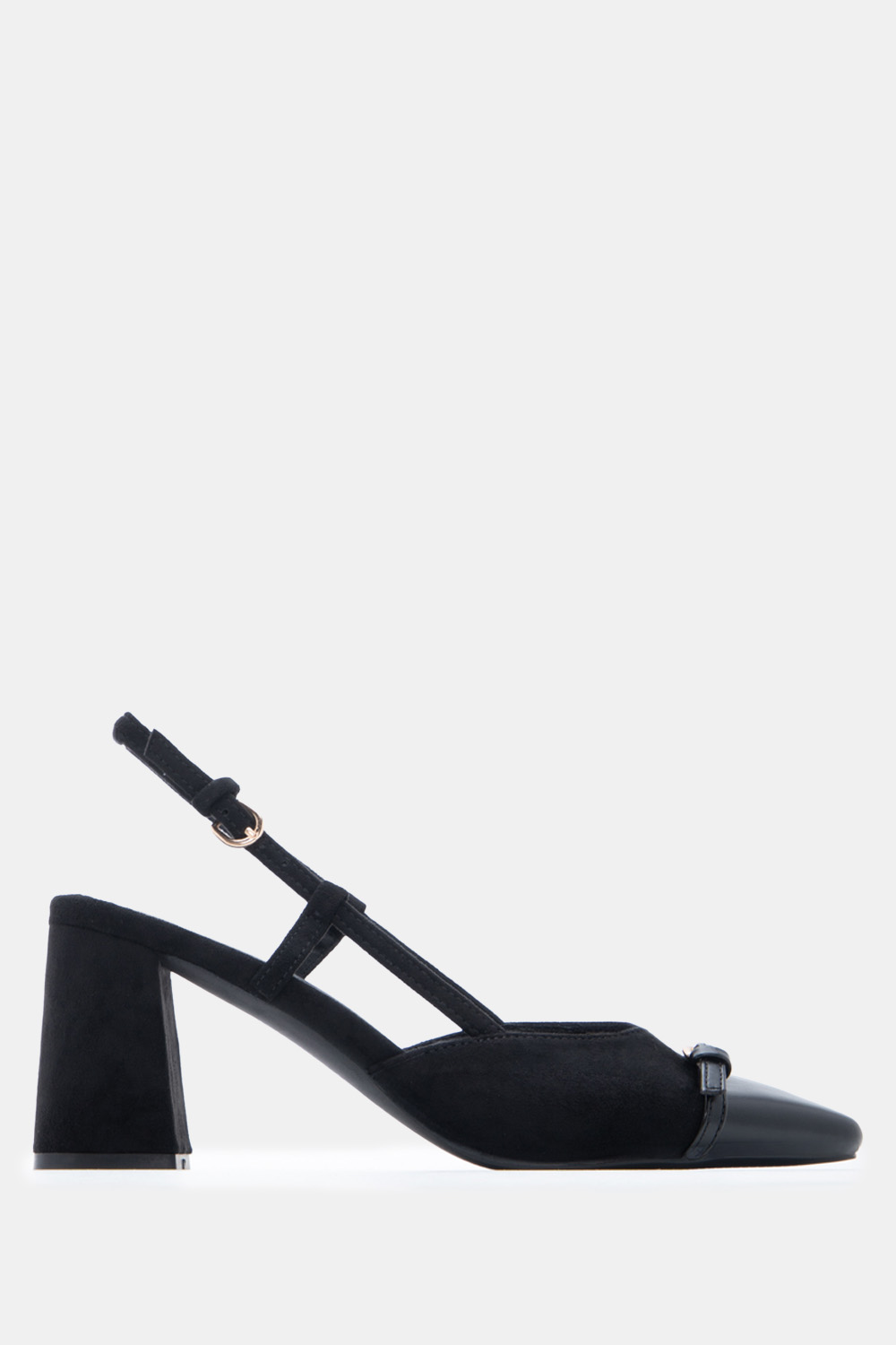 Γόβες Μυτερές Slingback με Τόκα - Μαύρο