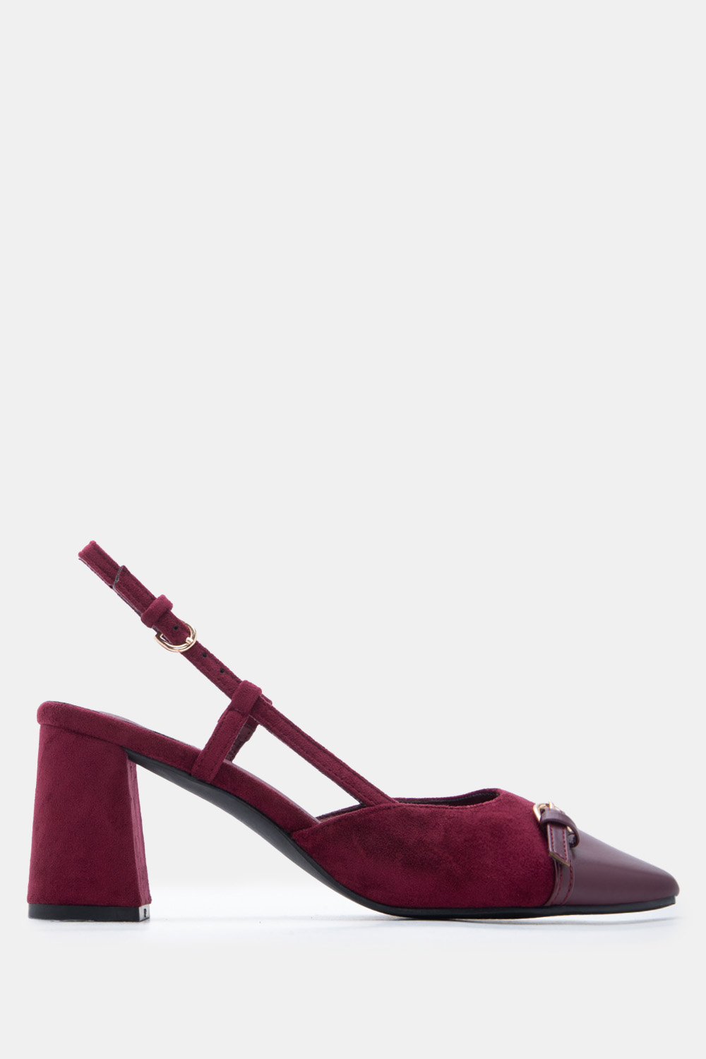 Γόβες Μυτερές Slingback με Τόκα - Μπορντό