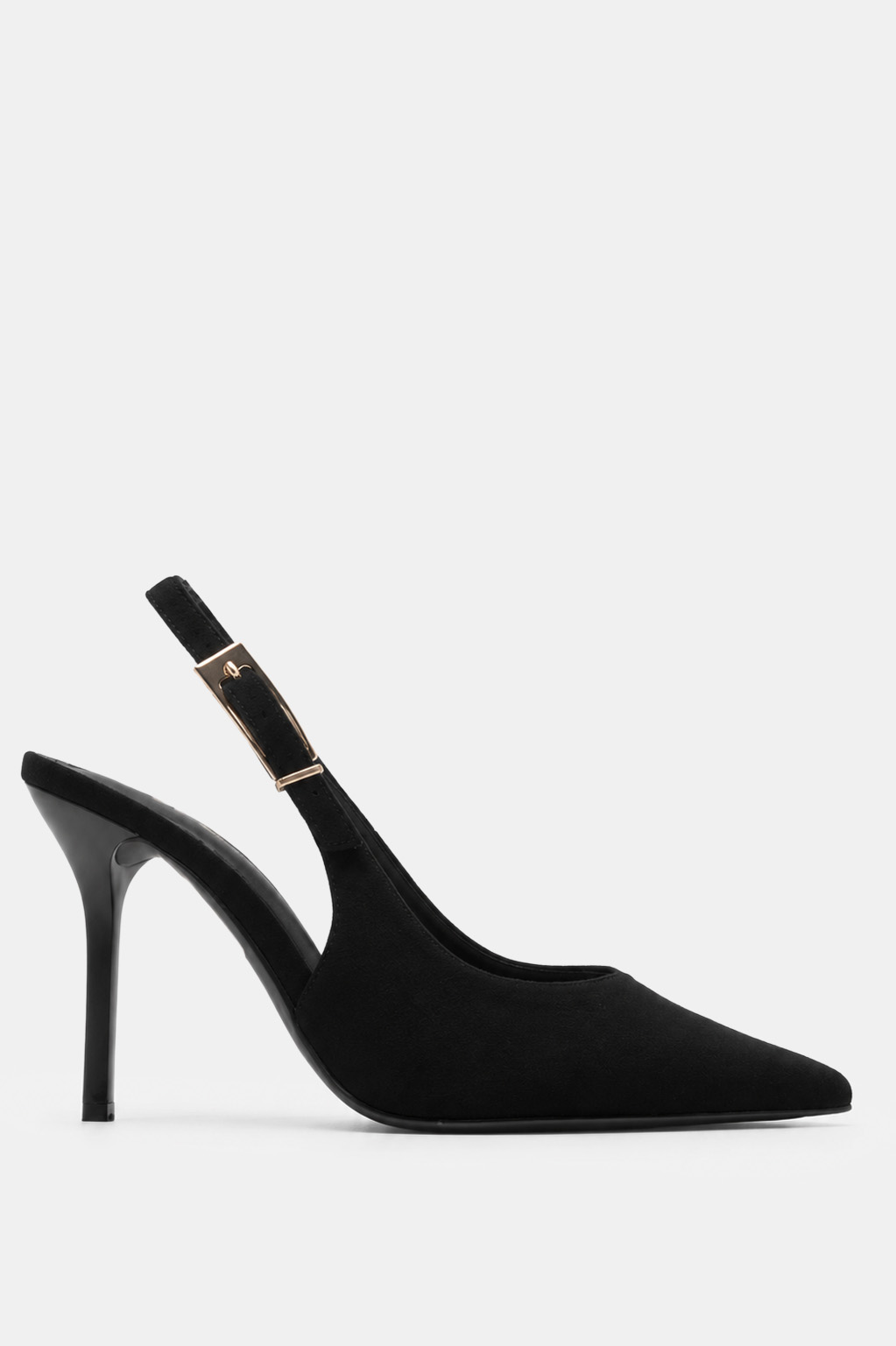 Γόβες Μυτερές Slingback με Τόκα - Μαύρο