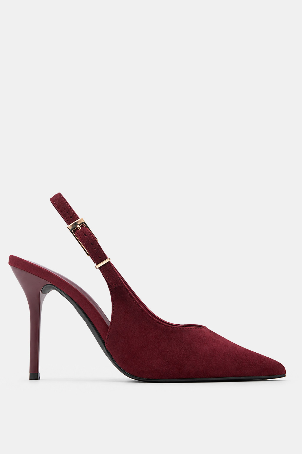 Γόβες Μυτερές Slingback με Τόκα - Μπορντό