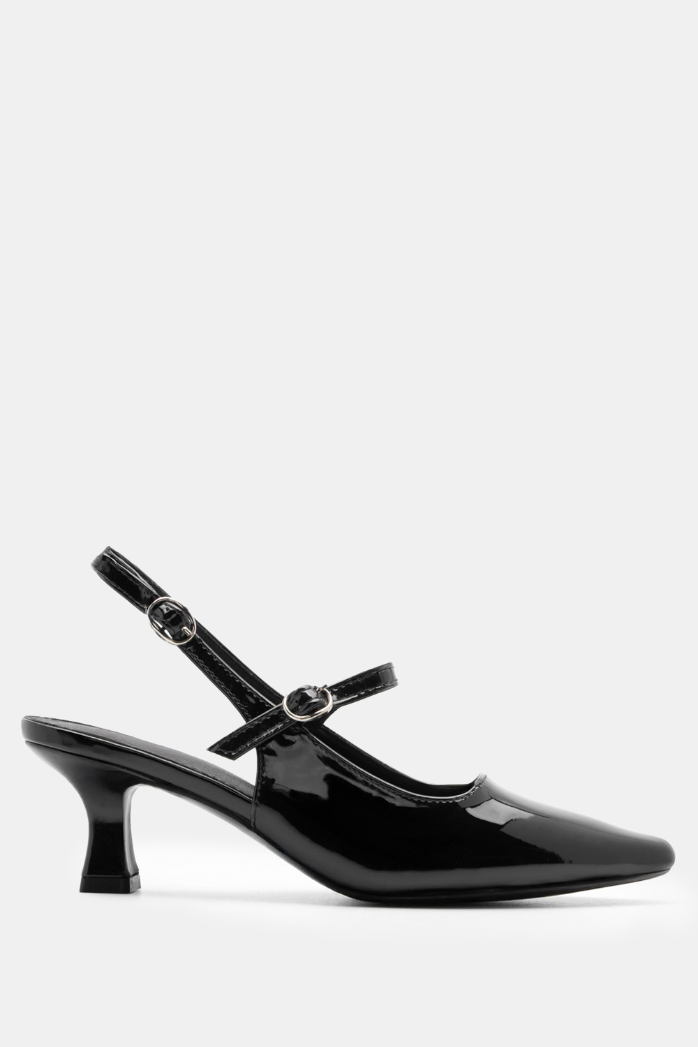 Luigi - ΣΗΜΑΝΤΙΚΟ: Σε περίπτωση διαφοράς τιμής από το κατάστημα ισχύει παντα και μόνο η τιμή του καταστήματος Γόβες Μυτερές Slingback με Τόκες - Μαύρο-Λουστρίνι