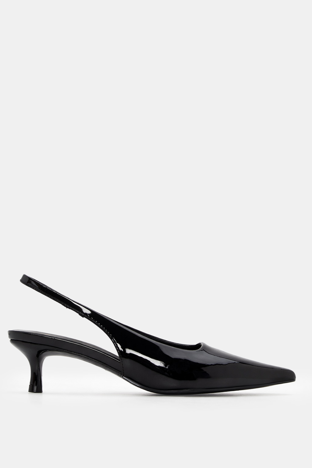 Γόβες Slingback Μυτερές - Μαύρο-Λουστρίνι