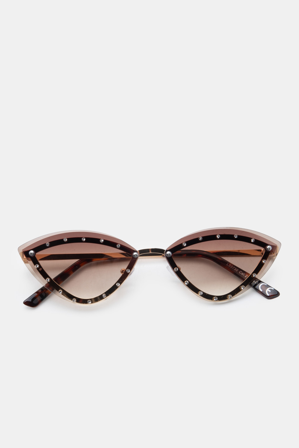 Γυαλιά Ηλιού Cat-Eye Studded Statement Frame - Καφέ