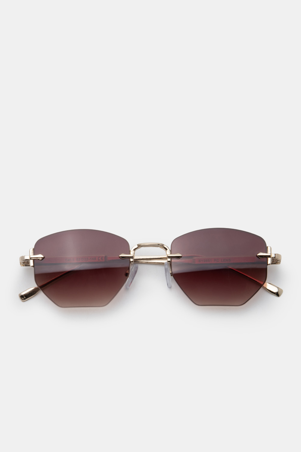 Γυαλία Ηλιού Rimless Diamond Cut Geometric - Καφέ