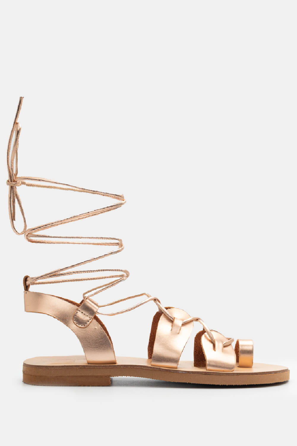 LUIGI DESIGN - Δερμάτινα Flat Σανδάλια Lace Up - Χαλκός