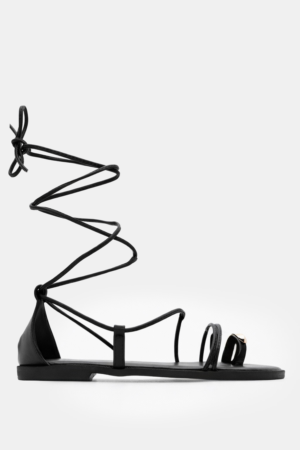 LUIGI DESIGN - Flat Σανδάλια Gladiator & Μεταλλική Λεπτομέρεια - Μαύρο