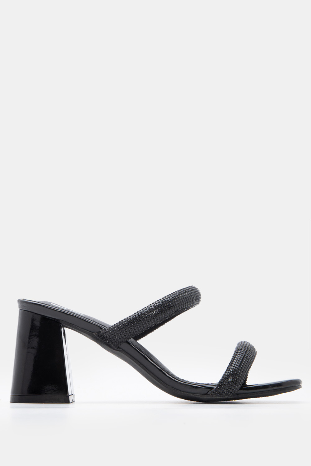 LUIGI DESIGN - Mules με Διπλά Λουράκια Από Strass - Μαύρο