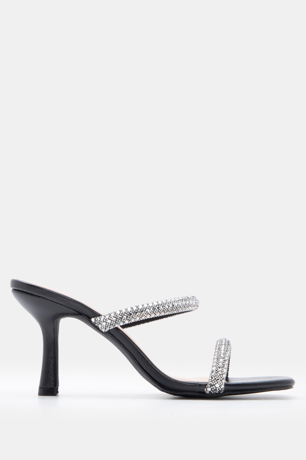 LUIGI DESIGN - Mules με Λουράκια από Strass - Μαύρο