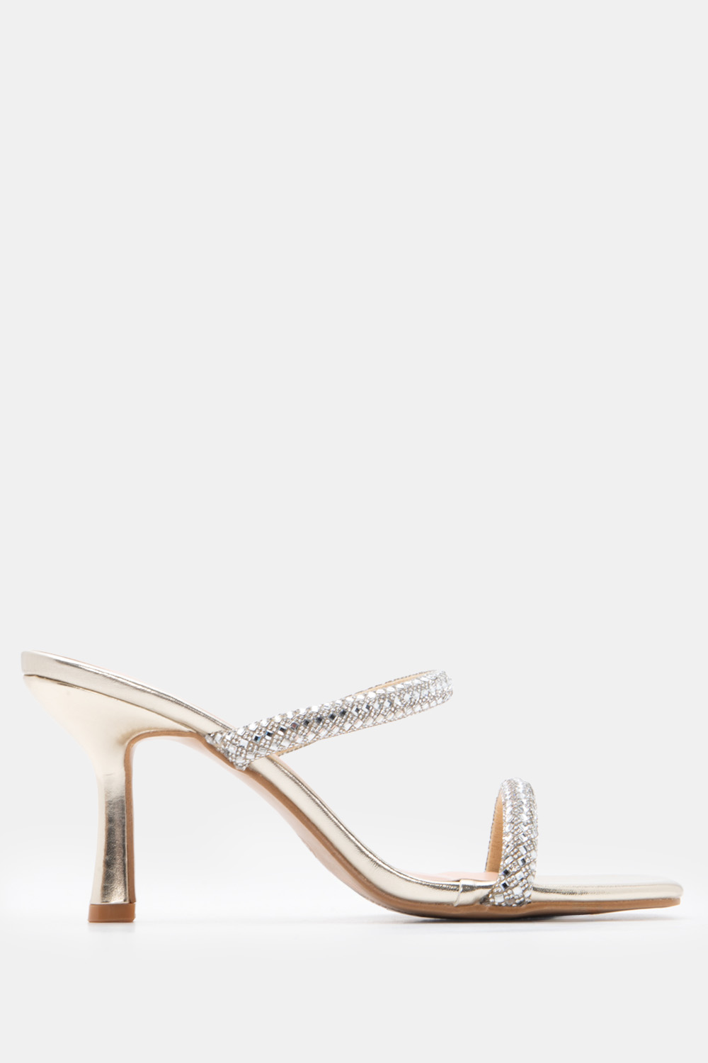 LUIGI DESIGN - Mules με Λουράκια από Strass - Χρυσό