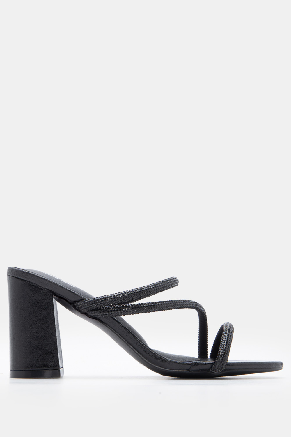 LUIGI DESIGN -Mules με Λουράκια Από Strass - Μαύρο