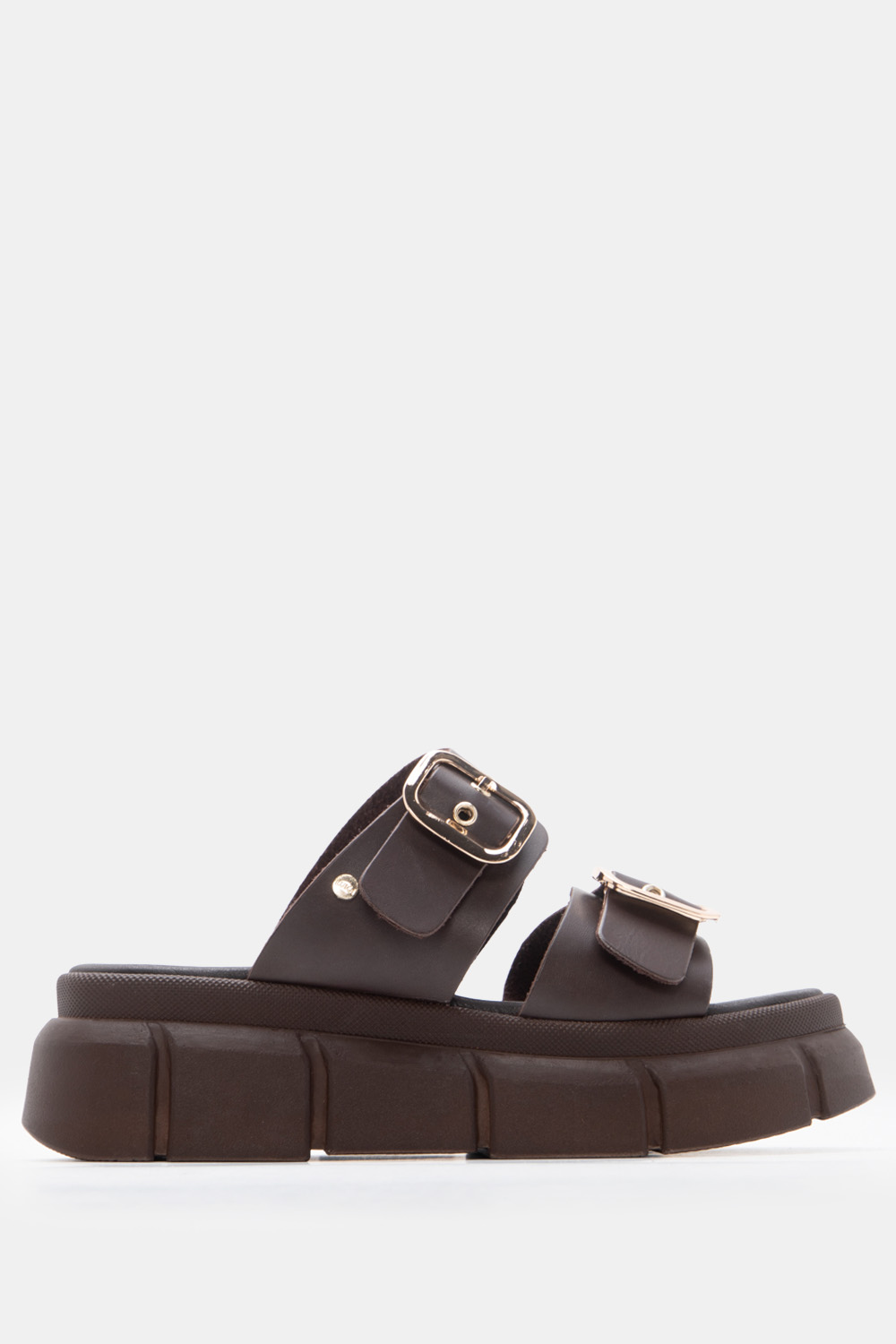 LUIGI DESIGN - Πλατφόρμες Flatform με Διπλές Τόκες - Καφέ Σκούρο