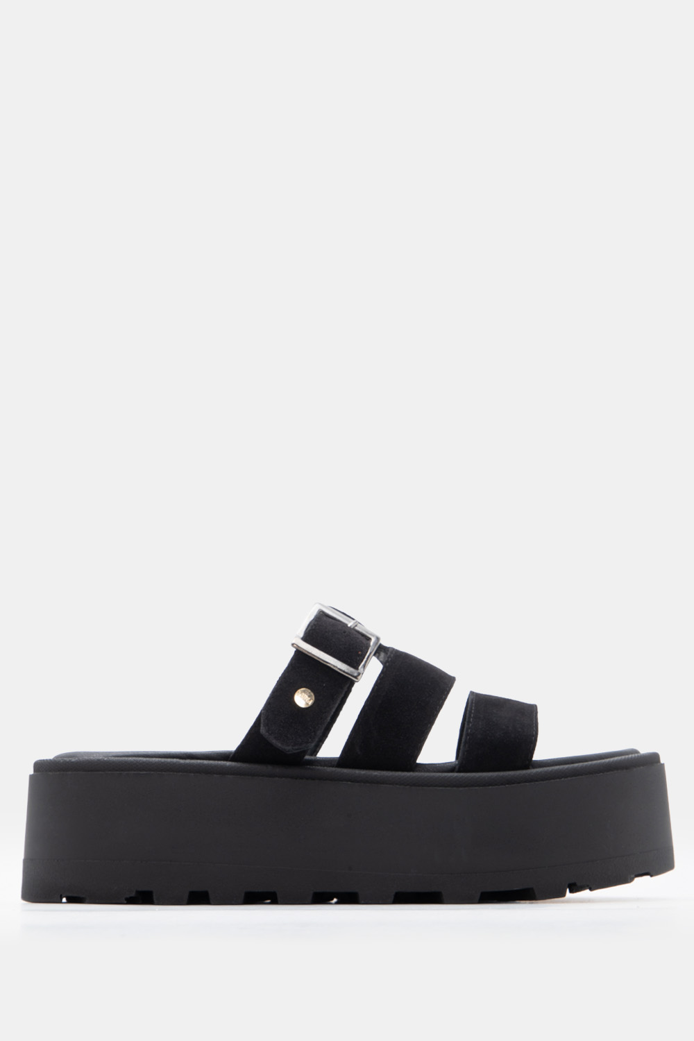 LUIGI DESIGN - Πλατφόρμες Flatform με Λουράκια - Μαύρο
