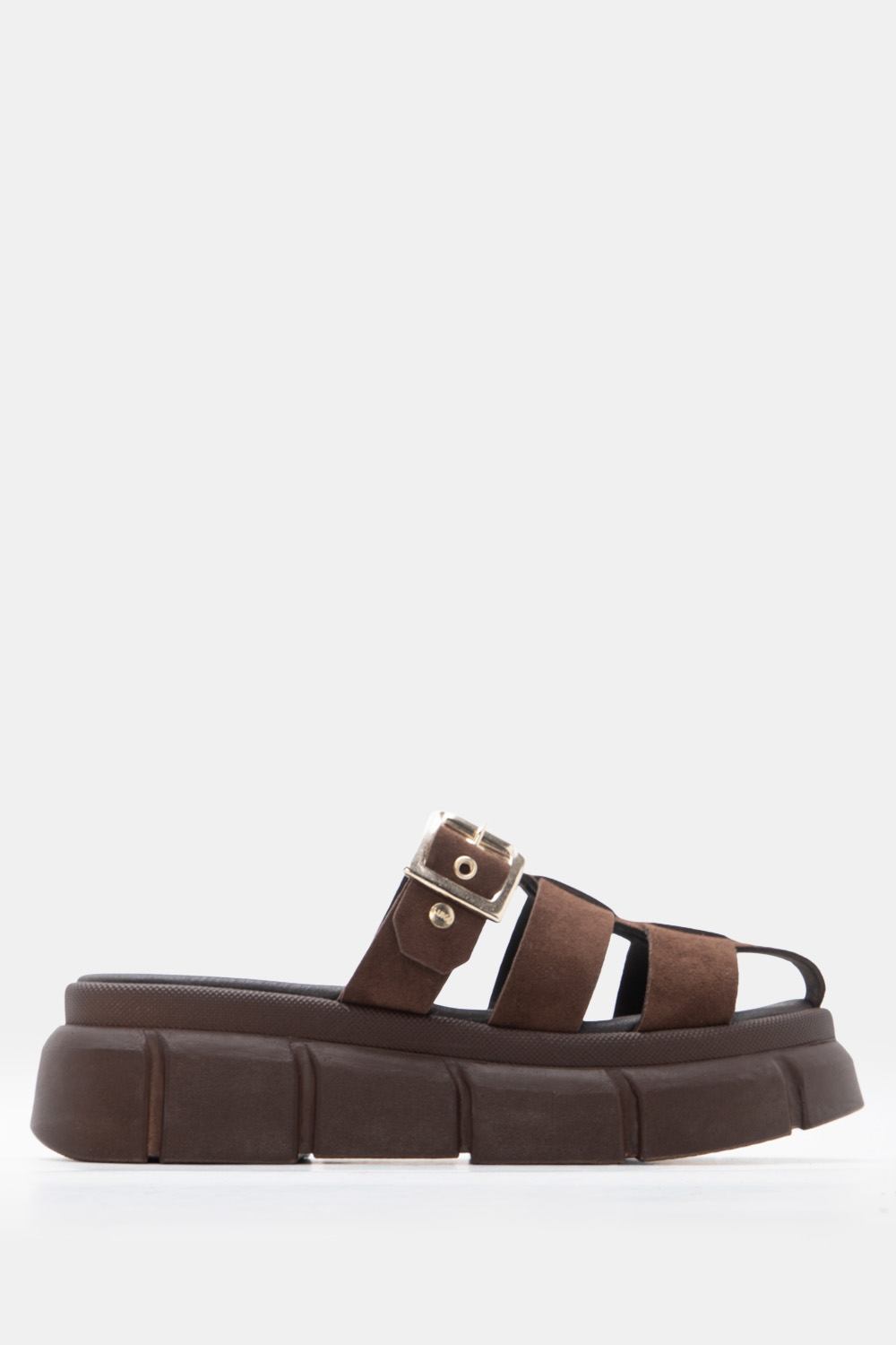 LUIGI DESIGN - Πλατφόρμες Flatform με Τόκα - Καφέ Σκούρο