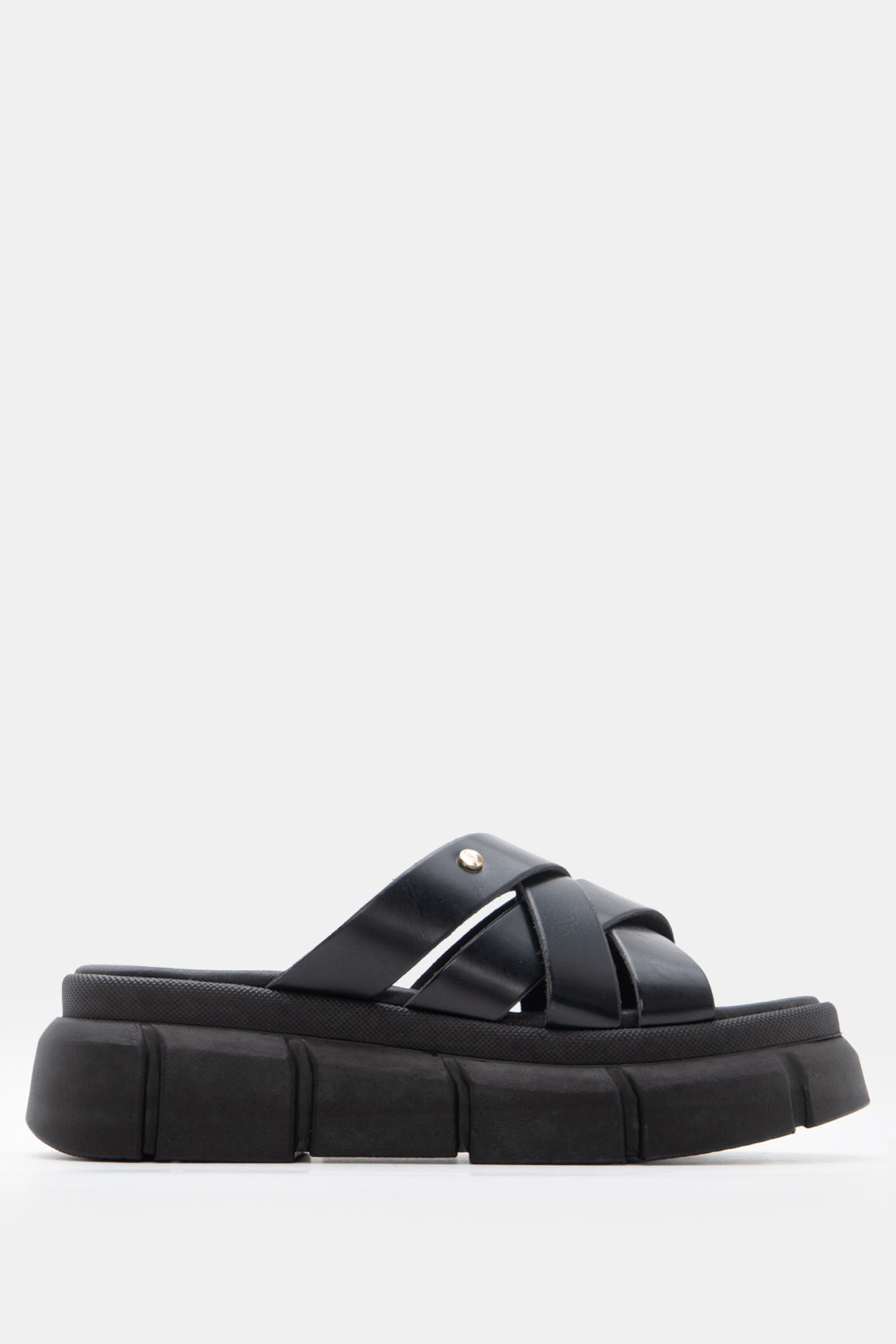 LUIGI DESIGN - Πλατφόρμες Flatform με Χιαστί Λουράκια - Μαύρο