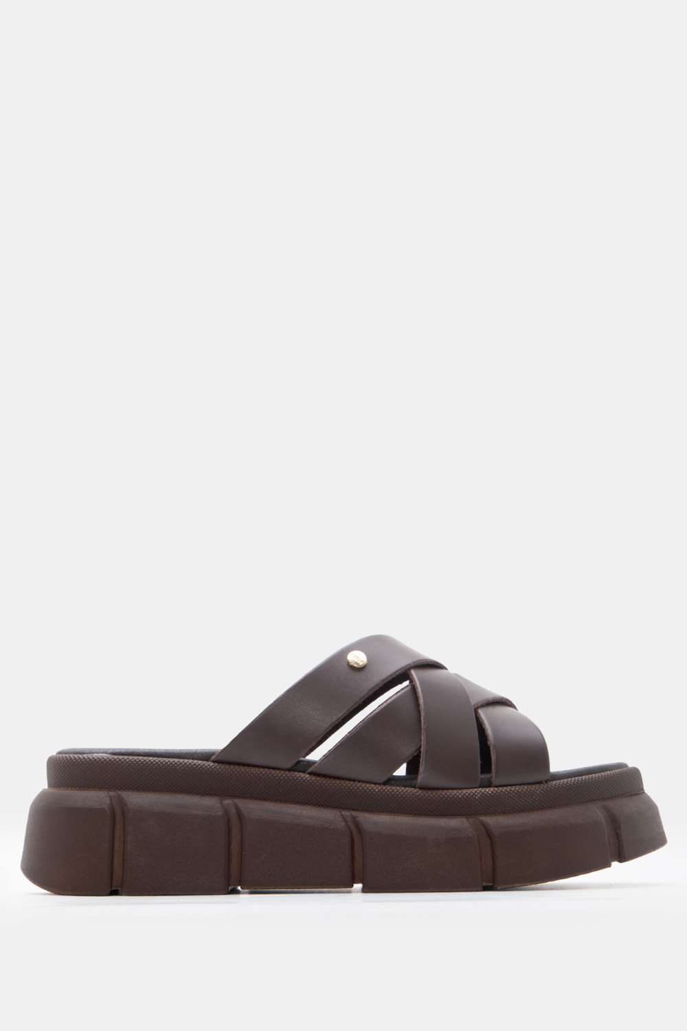 LUIGI DESIGN - Πλατφόρμες Flatform με Χιαστί Λουράκια - Καφέ Σκούρο