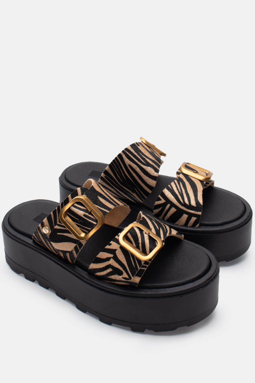 LUIGI DESIGN - Πλατφόρμες με Διπλές Τόκες - Zebra-Μπέζ