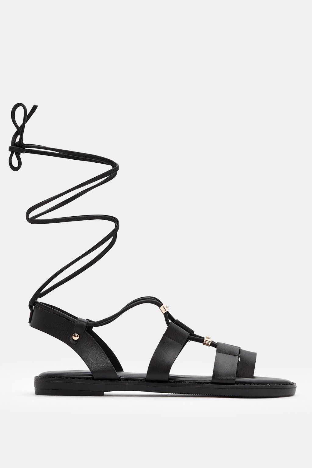LUIGI DESIGN - Flat Σανδάλια Gladiator - Μαύρο