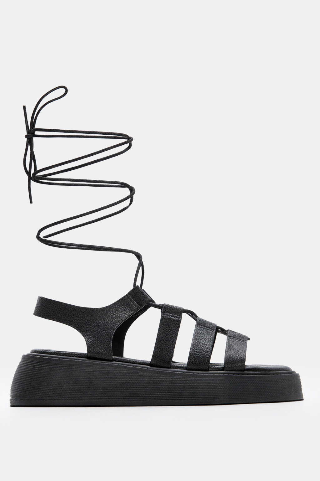LUIGI DESIGN - Σανδάλια Flatform Lace Up - Μαύρο